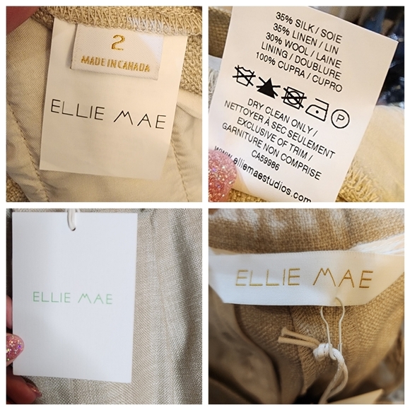 NWT Ellie Mae Studios Linen Silk Wool Keane Oatmeal Cream Pants Size 2 - Picture 3 of 16